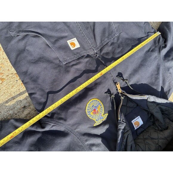 Vintage Carhartt Jacket Women’s XS (0/2) Hooded Navy Blue FFA USA Union Made - Picture 14 of 16